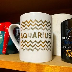 White Gold Foil Aquarius Mug